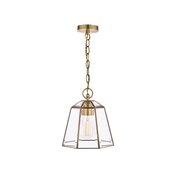 (image for) Laura Ashley Clayton Pendant Antique Brass Glass